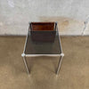 Vintage 1970s Chrome & Smoked Glass End Table With Magazine Rack Product Image