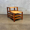 Mid Century Modern Brown Saltman Keppel Side Table With Siding Shelves Product Image