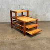 Mid Century Modern Brown Saltman Keppel Side Table With Siding Shelves Product Image