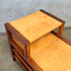 Mid Century Modern Brown Saltman Keppel Side Table With Siding Shelves Product Image