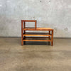 Mid Century Modern Brown Saltman Keppel Side Table With Siding Shelves Product Image