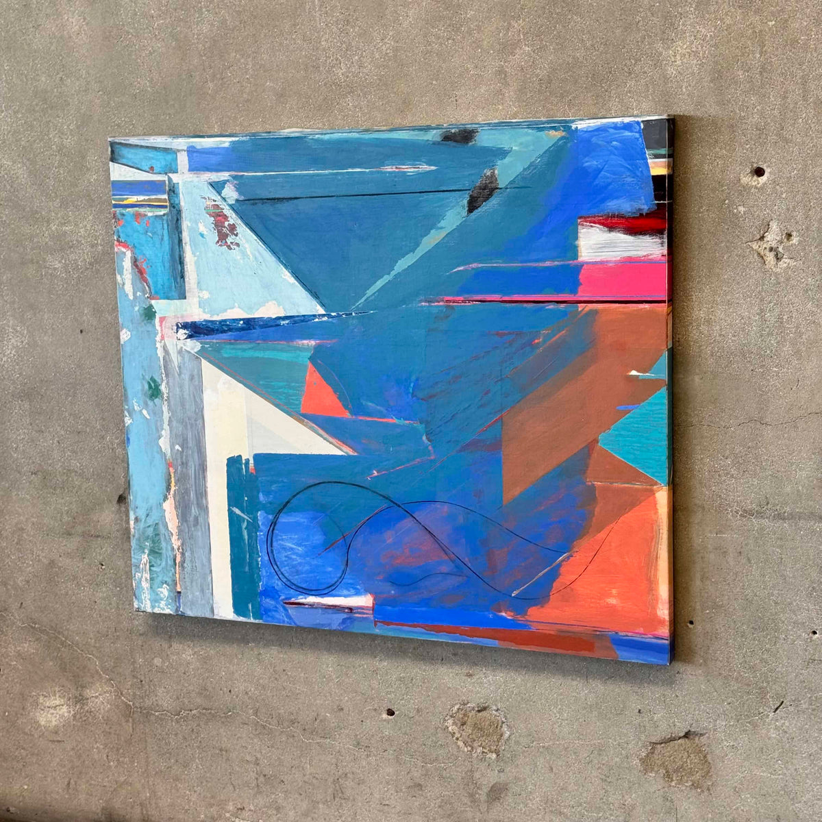 Modern Abstract Acrylic Painting on Canvas by Gerald Lubensky 1945-2024