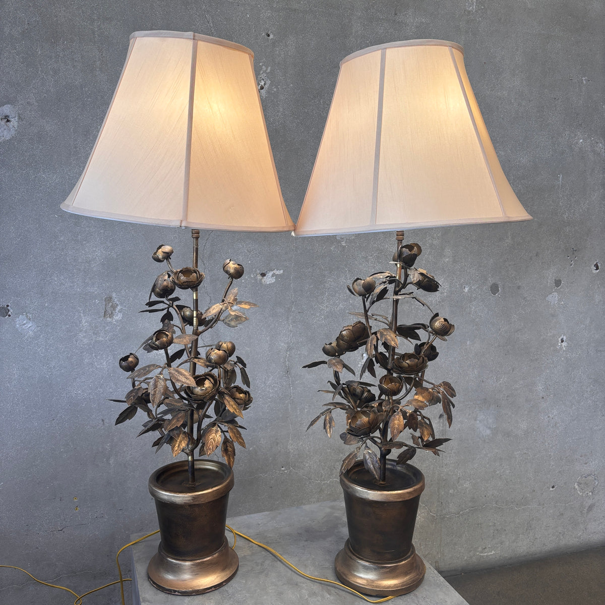 Pair Italian Glided Table Vintage Lamps