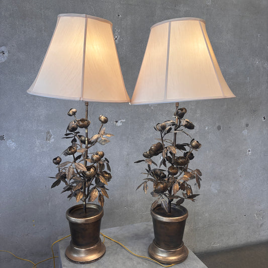 Pair Italian Glided Table Vintage Lamps