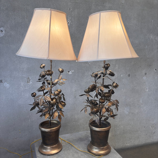 Pair Italian Glided Table Vintage Lamps