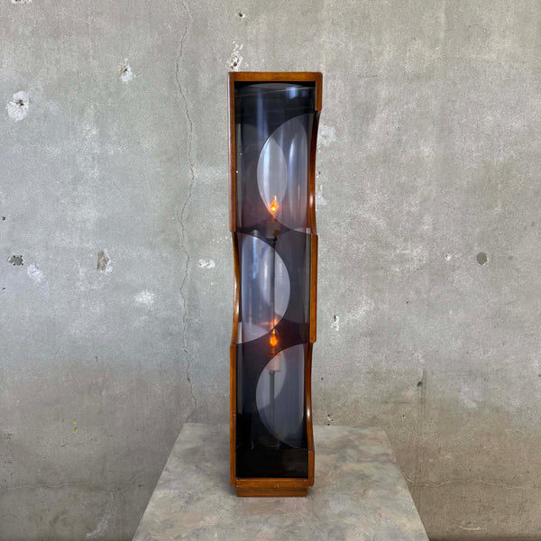 Modeline of California Floor Lamp Circa 1972 - Walnut & Smoke Translucent Plexiglas