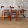 Set Of 3 Mid Century Modern Bar Stools Danish Style With Walnut Finish - Italy Product Image