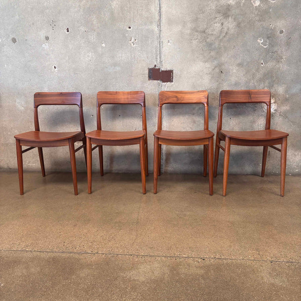 Set of 4 Mid Century Modern Dining Chairs Walnut Finish Made In Italy Product Image