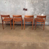 Set of 4 Mid Century Modern Dining Chairs Walnut Finish Made In Italy Product Image