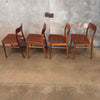 Set of 4 Mid Century Modern Dining Chairs Walnut Finish Made In Italy Product Image