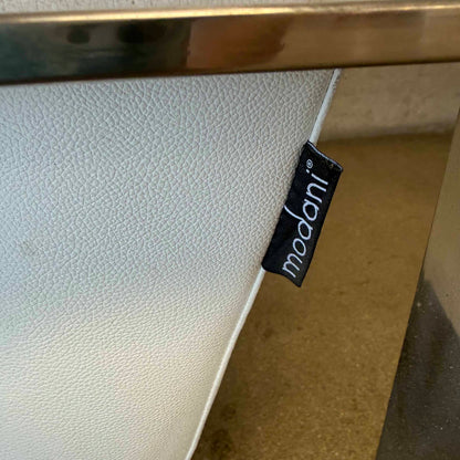 Modani White Leather & Stainless Steel Lounge Chair