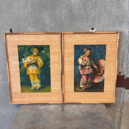Vintage Pair Esther Hunt Prints Framed