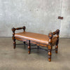 Mexican Leather & Wood Bench Product Image
