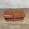 Pair Modern Walnut Wood Nightstands - Firm Product Image