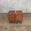 Pair Modern Walnut Wood Nightstands - Firm Product Image
