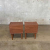 Pair Modern Walnut Wood Nightstands - Firm Product Image