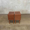 Pair Modern Walnut Wood Nightstands - Firm Product Image