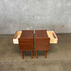 Pair Modern Walnut Wood Nightstands - Firm Product Image