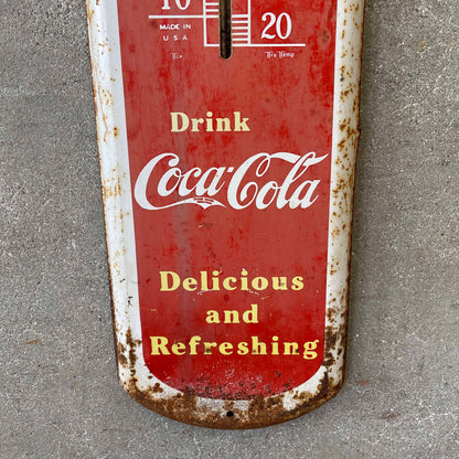 Vintage Coca Cola Metal Thermometer - As Is