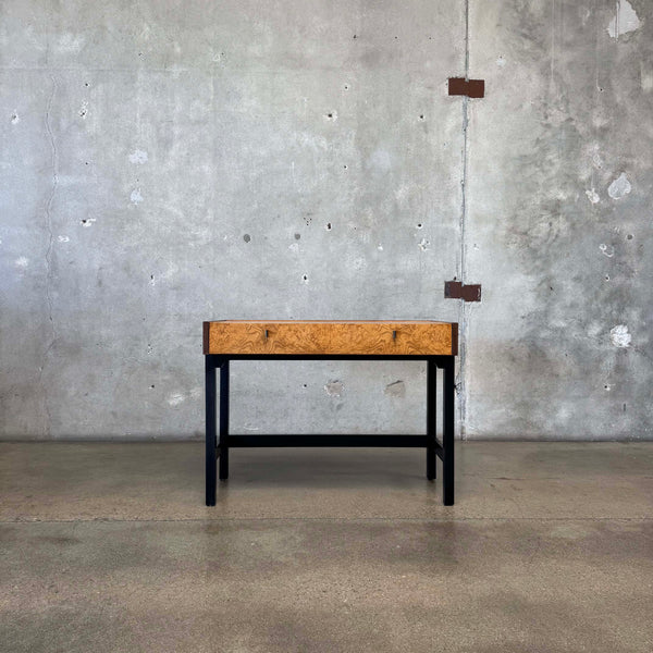 Mid Century Modern Burlwood & Brass Desk/ Vanity