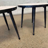 Mid Century Pair Of Round End Tables (Faux Pink Marble, Metal Legs) Product Image