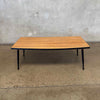Mid Century Faux Wood Top Coffee Table Metal Legs Product Image