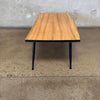 Mid Century Faux Wood Top Coffee Table Metal Legs Product Image