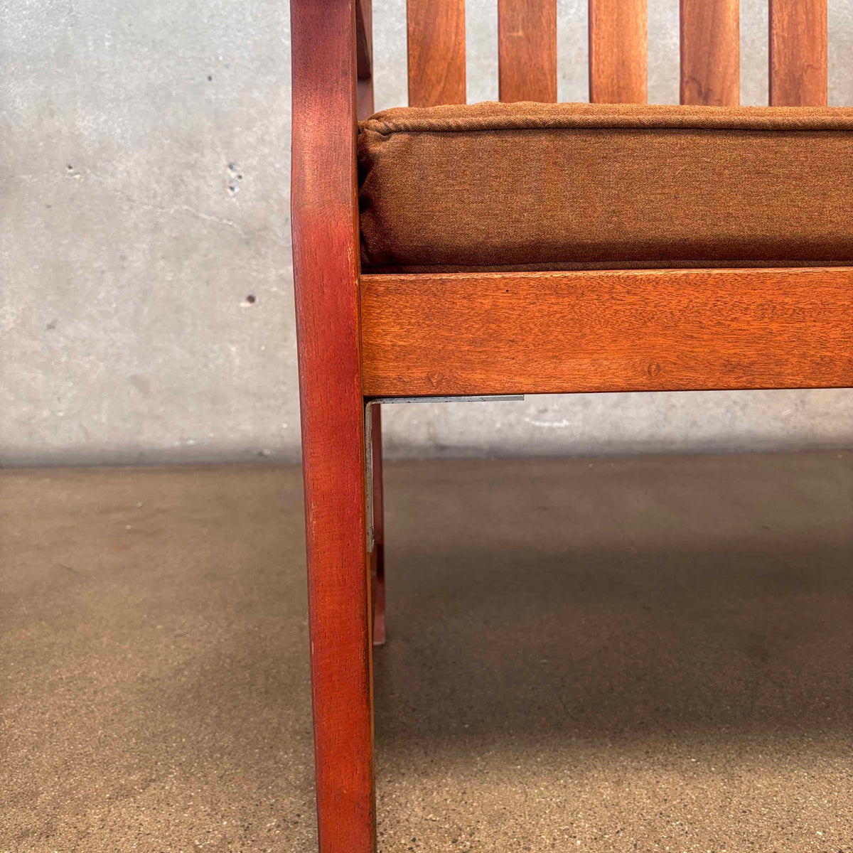 Vintage Teak Garden Bench W/ Cushion