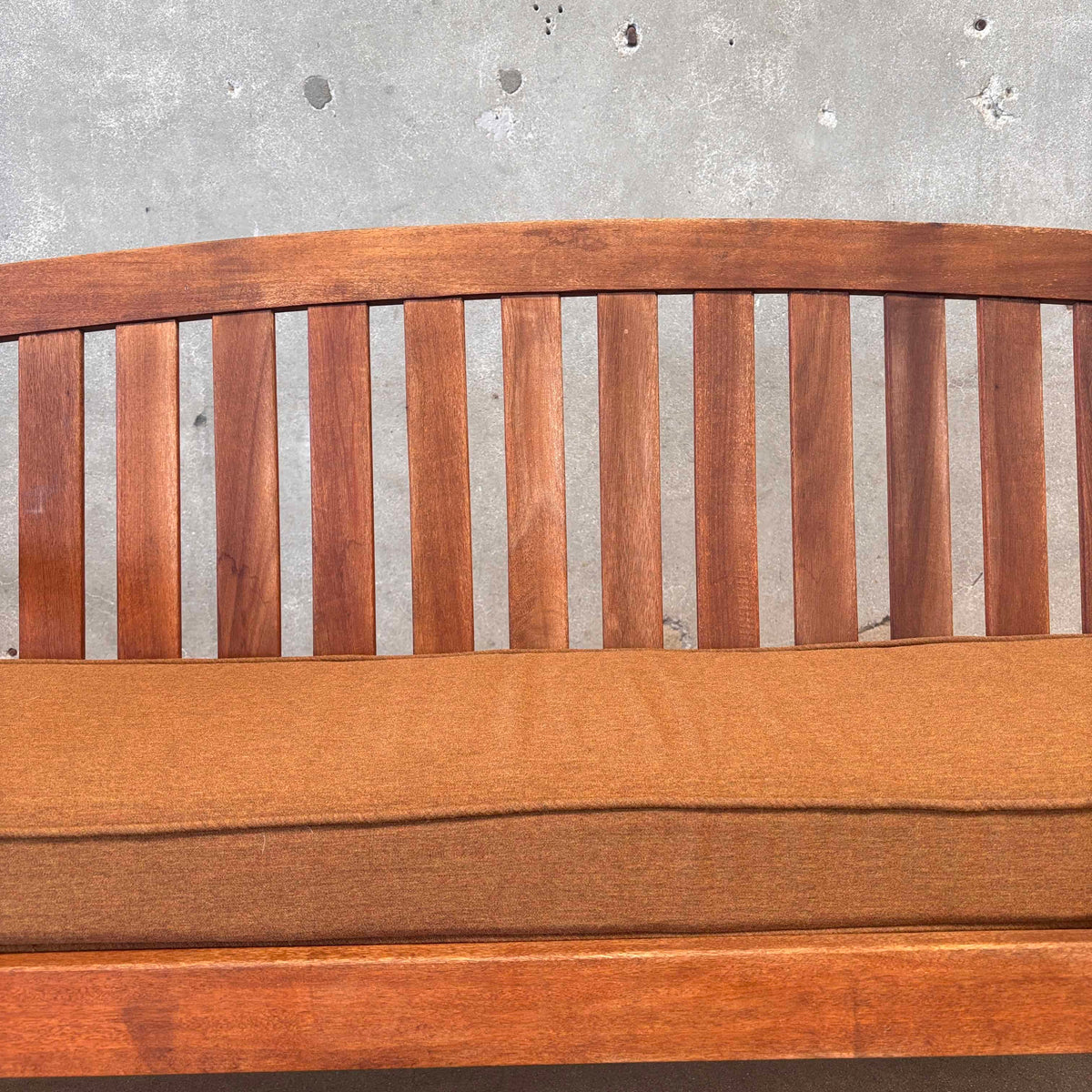 Vintage Teak Garden Bench W/ Cushion