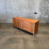 Mid Century Modern Walnut + Brass Nine Drawer Dresser Product Image