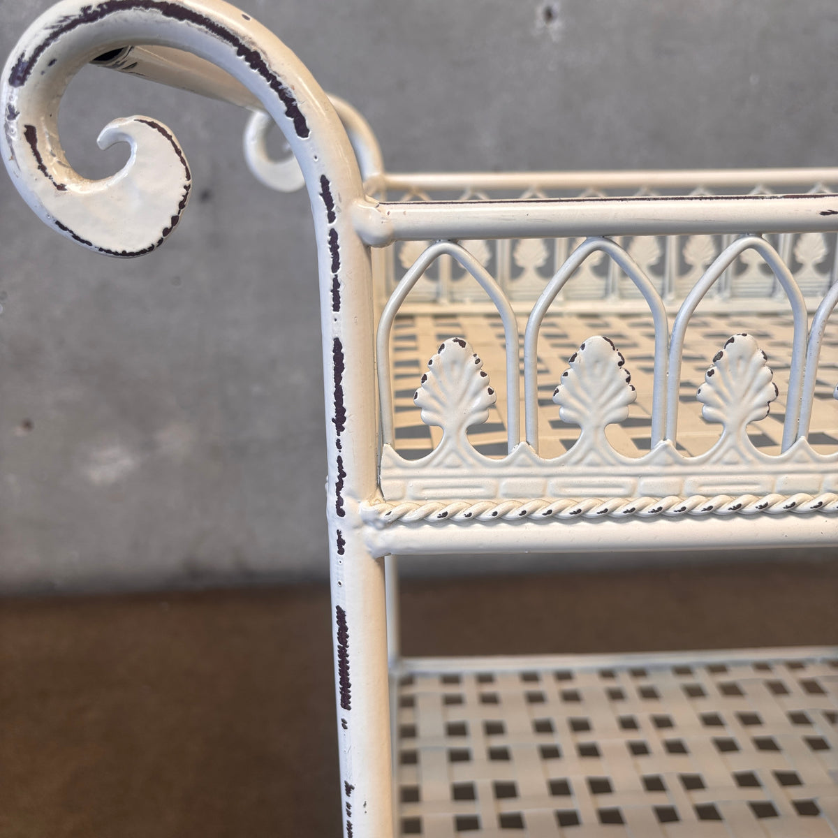 Vintage Wrought Iron Bar Cart / Service Cart On Casters