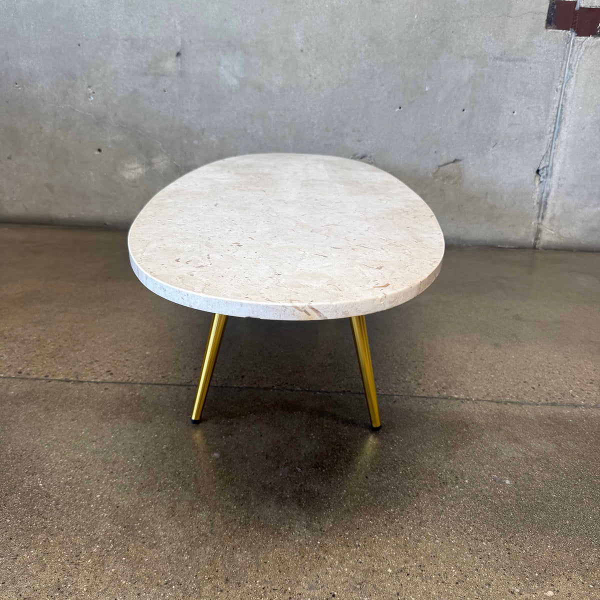 1970s Italian Regency Style Oval Travertine Coffee Table