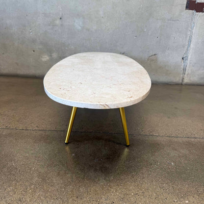 1970s Italian Regency Style Oval Travertine Coffee Table