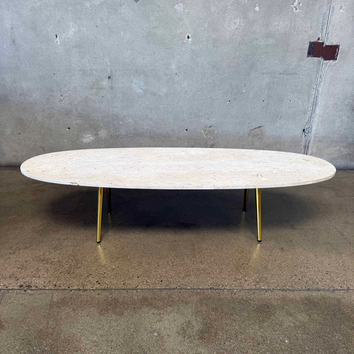 1970s Italian Regency Style Oval Travertine Coffee Table