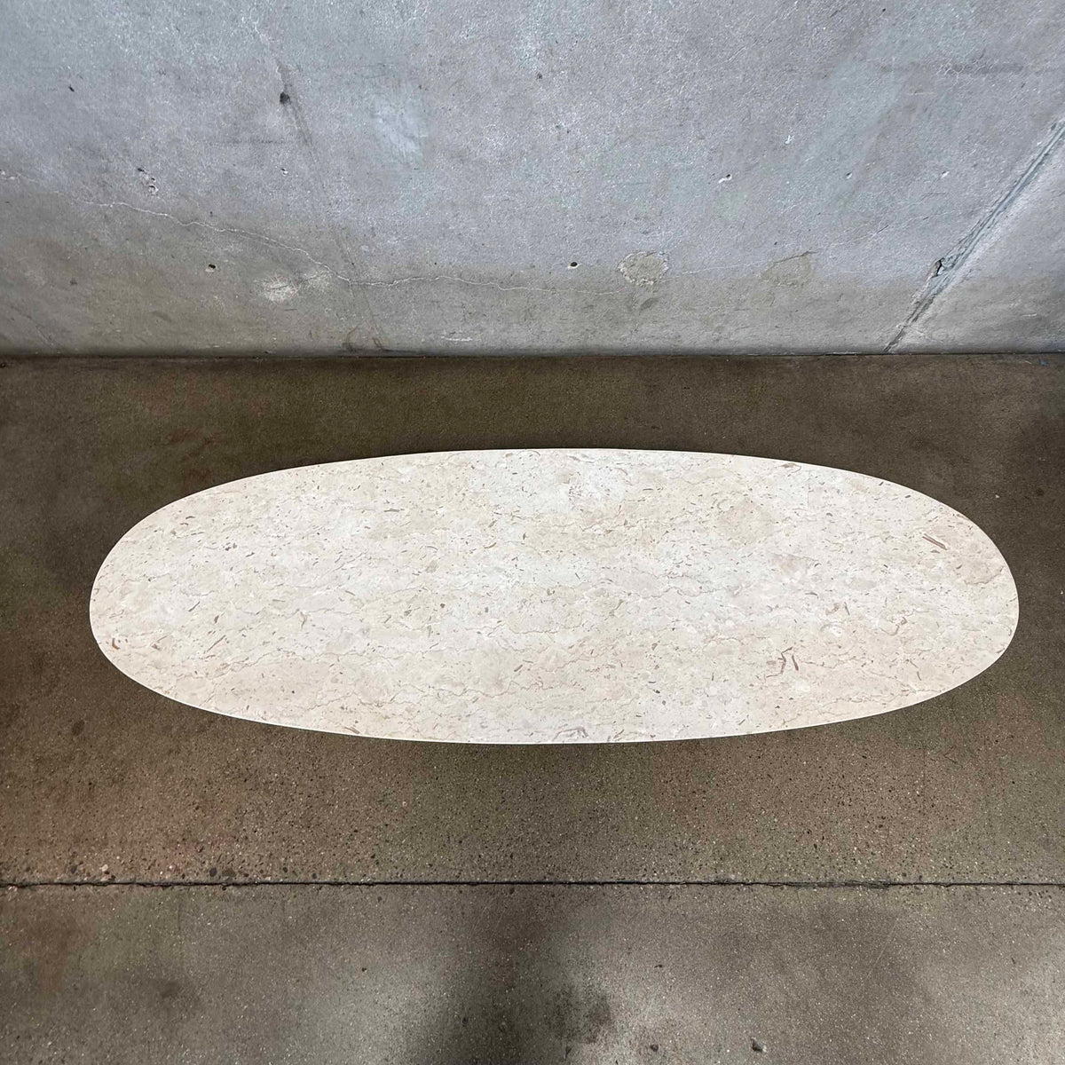 1970s Italian Regency Style Oval Travertine Coffee Table