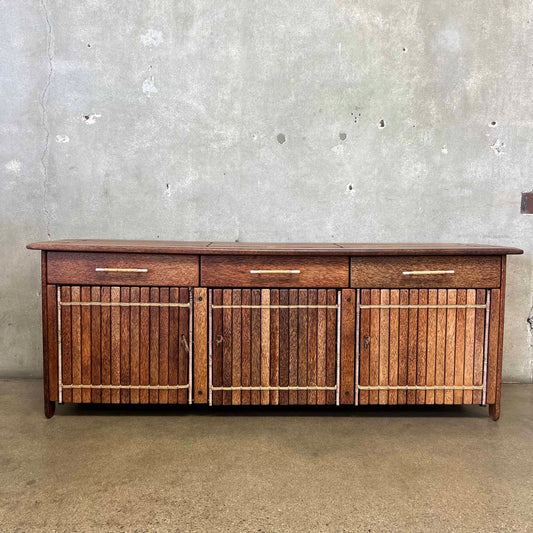 Vintage "3 Drawer Buffet" by Pacific Green - Palmwood w/ Leather Bindings