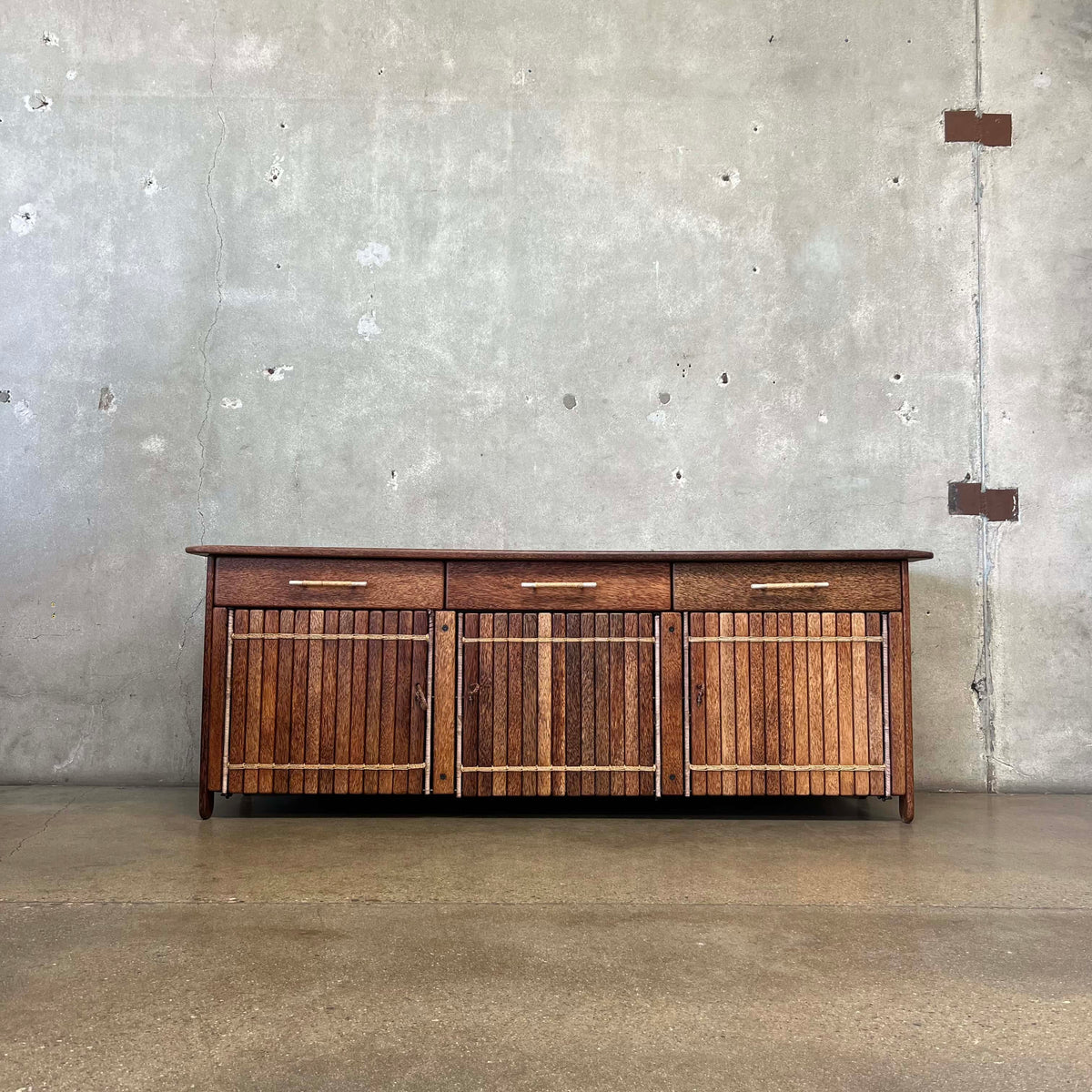Vintage "3 Drawer Buffet" by Pacific Green - Palmwood w/ Leather Bindings