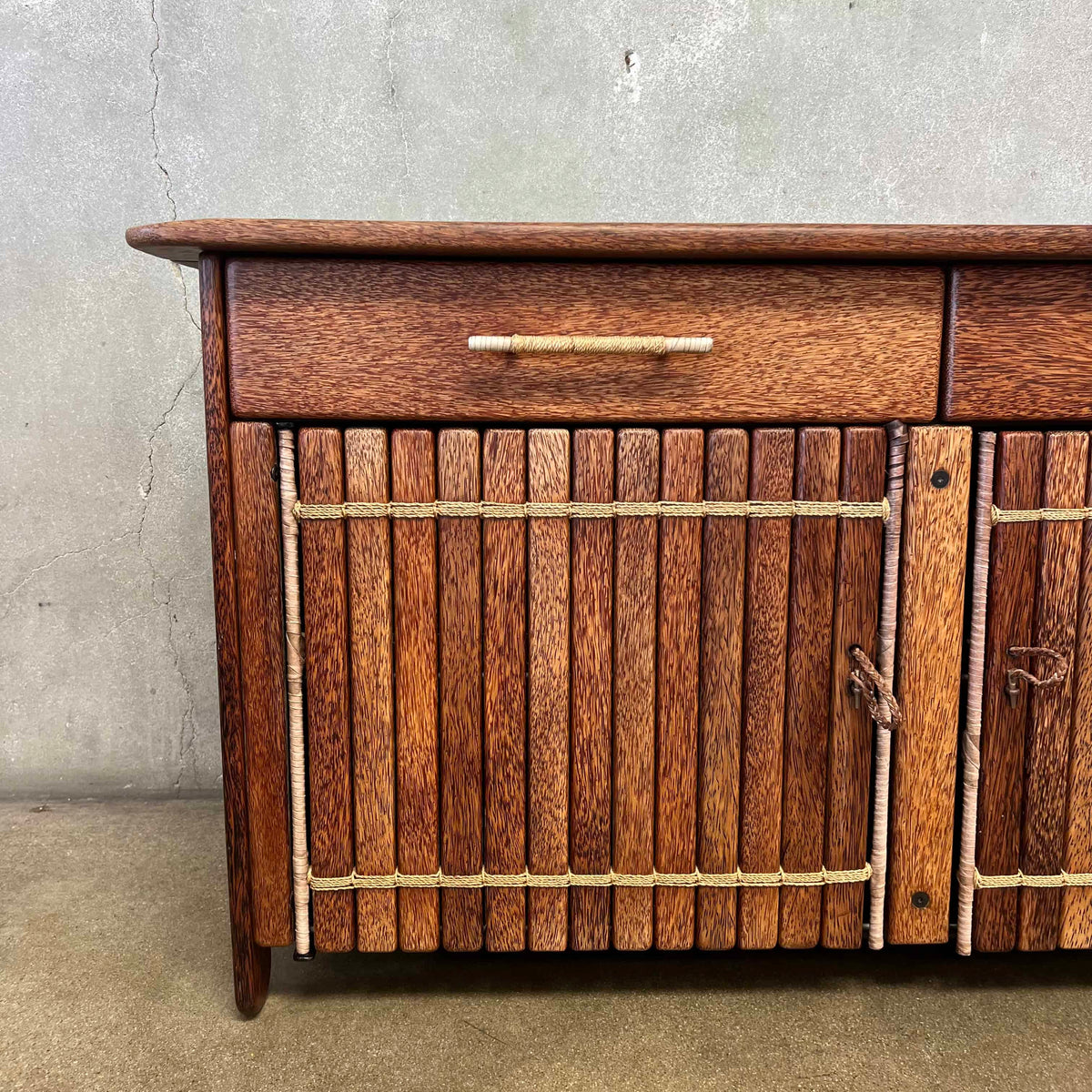 Vintage "3 Drawer Buffet" by Pacific Green - Palmwood w/ Leather Bindings