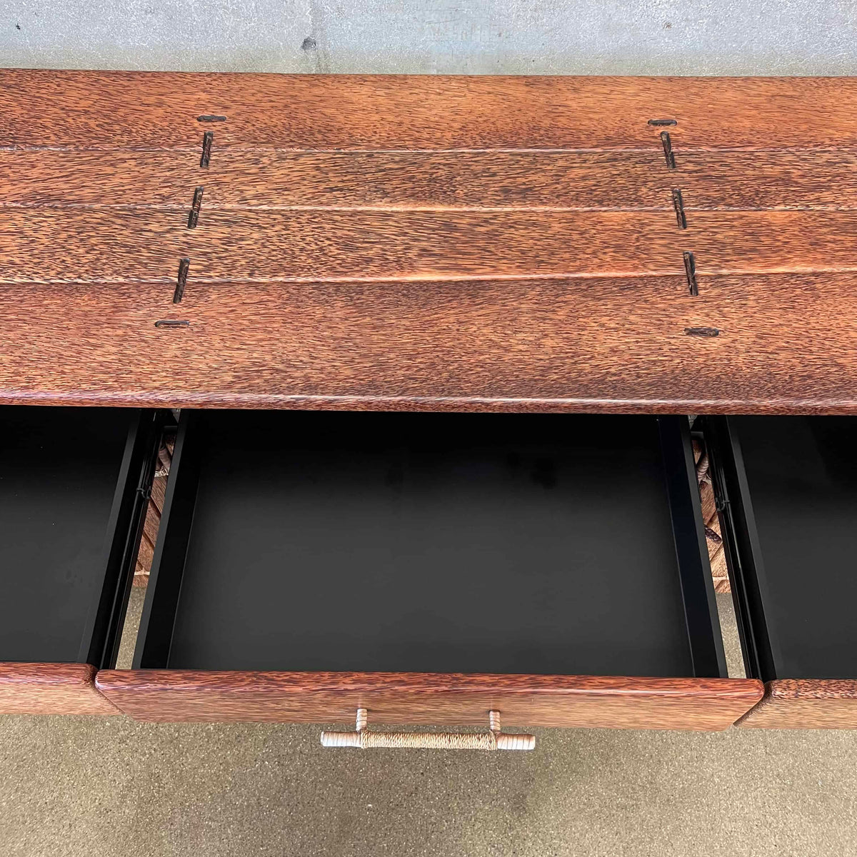 Vintage "3 Drawer Buffet" by Pacific Green - Palmwood w/ Leather Bindings