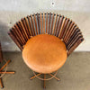 Pair of Vintage Pacific Green "Tavarua" Barstools - Palmwood & Leather Product Image