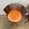 Pair of Vintage Pacific Green "Tavarua" Barstools - Palmwood & Leather Product Image