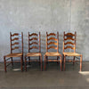 Vintage Walnut Ladder Back Dining Chairs (Set Of 4) Product Image