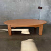 Vintage Japanese Pine Board Oval Coffee Table Product Image