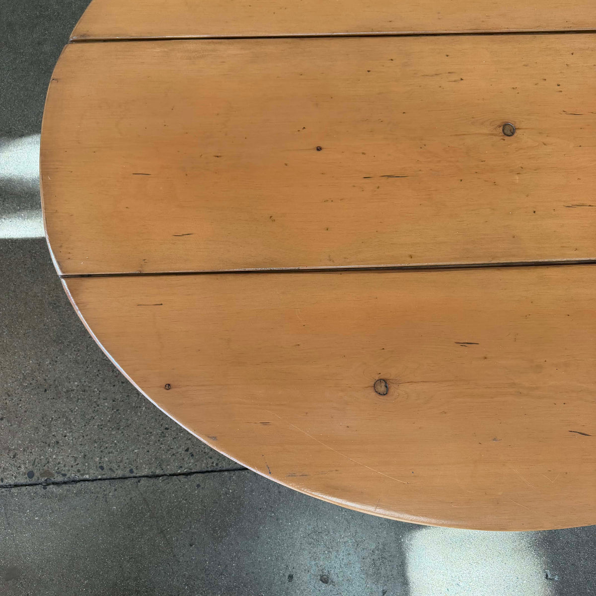 Vintage Japanese Pine Board Oval Coffee Table