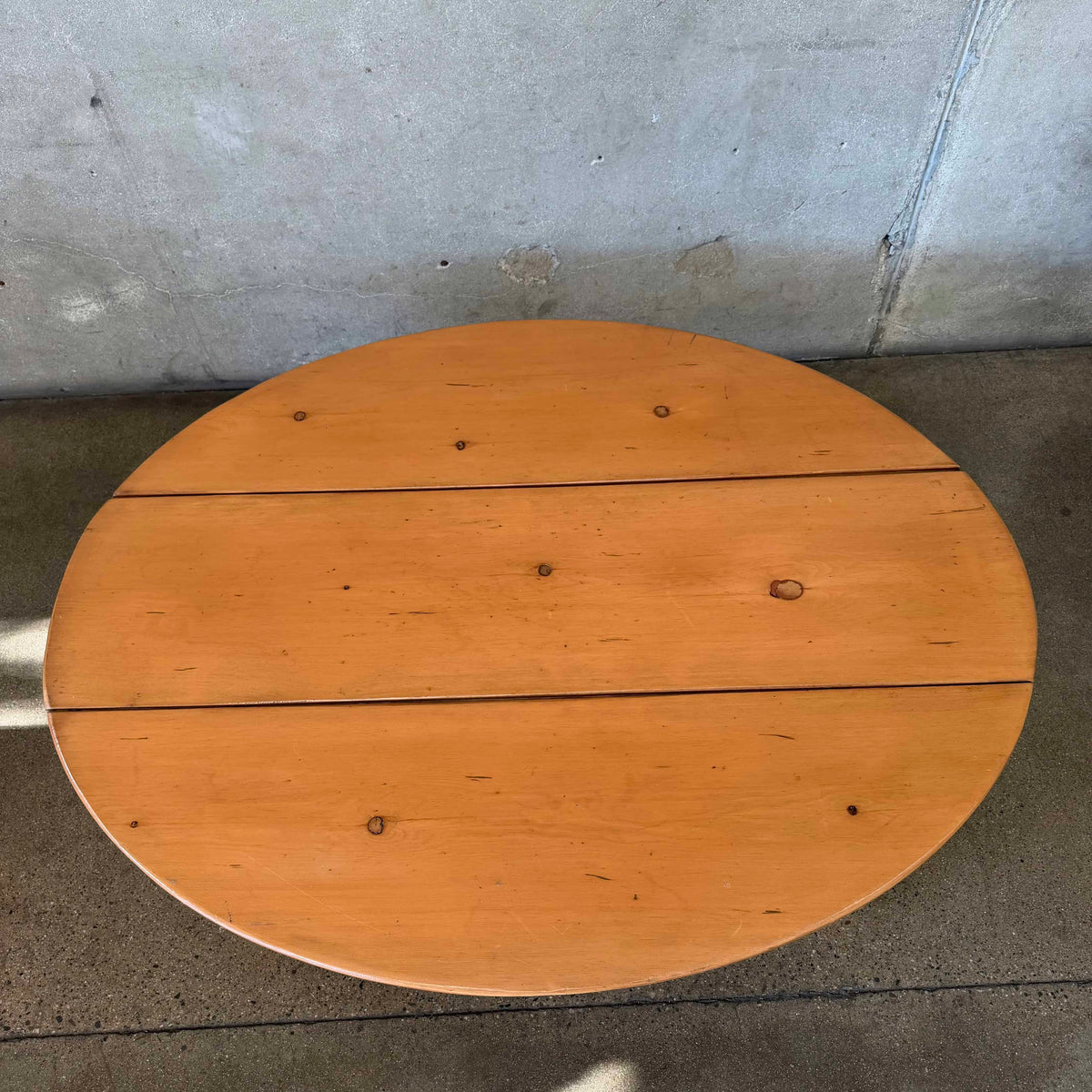 Vintage Japanese Pine Board Oval Coffee Table