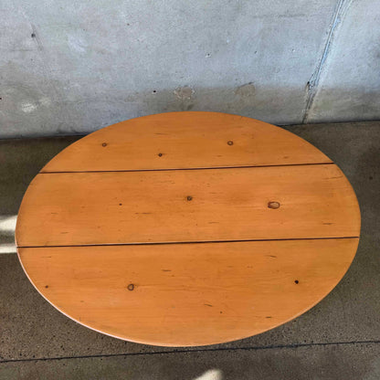 Vintage Japanese Pine Board Oval Coffee Table