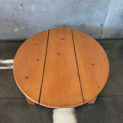 Vintage Japanese Pine Board Oval Coffee Table