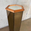 1970s Medium Smoked Mirror Hexagon Display Pedestal Product Image