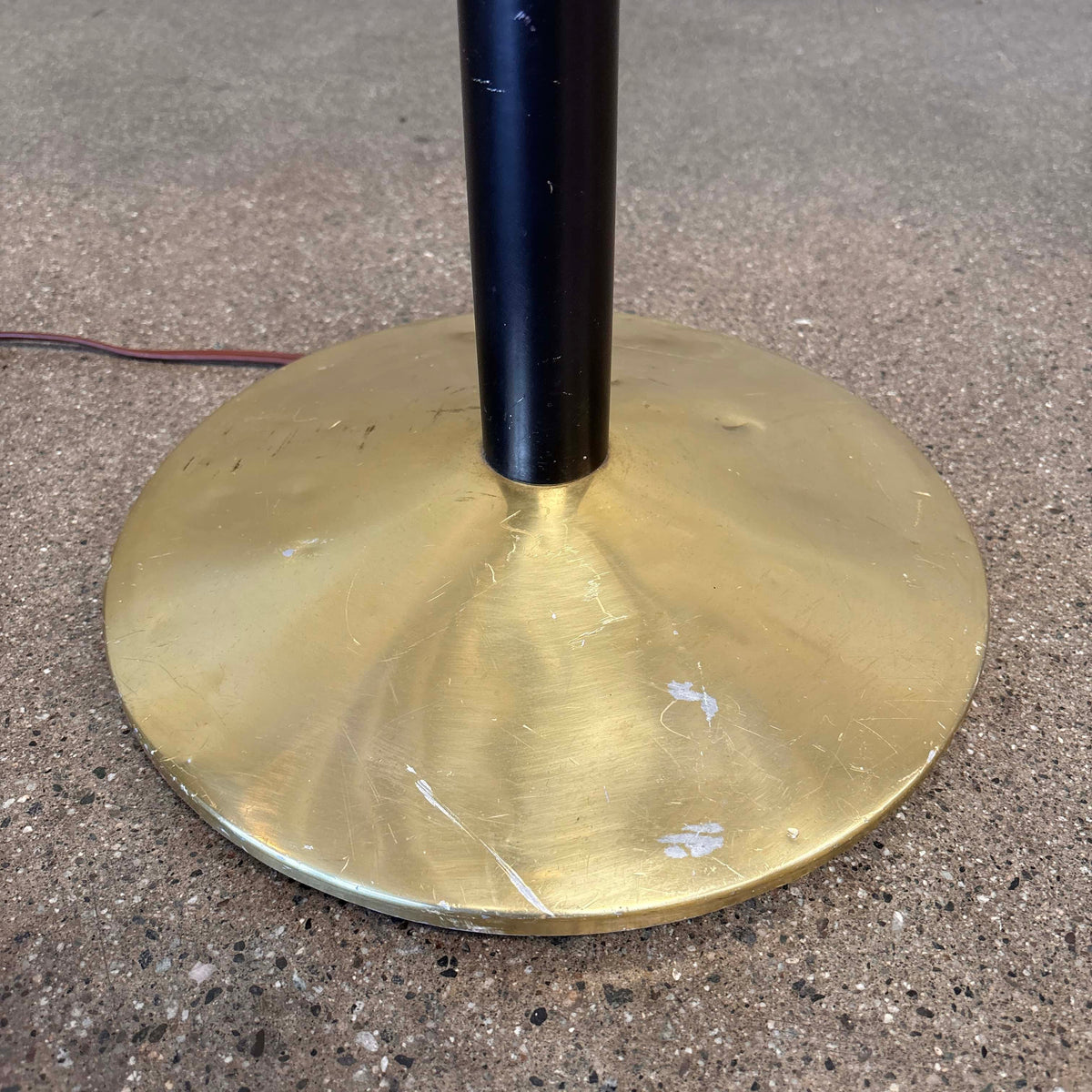 Mid Century Black Enamel & Brass Torchiere Floor Lamp