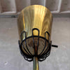 Mid Century Black Enamel & Brass Torchiere Floor Lamp Product Image